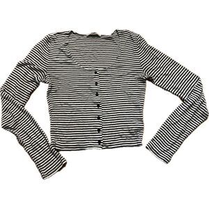 Express Black And White Striped Cropped Long Sleeve Women’s Size M